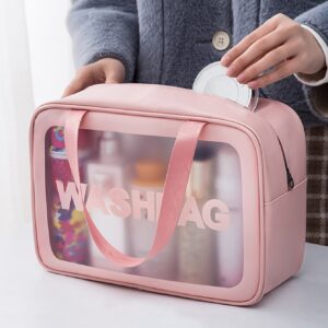 1pc Letter Graphic Transparent 5.9x9.8inch Dustproof Waterproof Bag PU Modern Portable Wash Bag Compatible With Travel