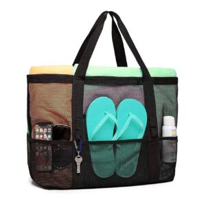 Hollow Polyester Mesh Beach Bag Large Capacity Travel Washing Bag Swimming Storage Bag Minimalist Mesh Beach Bag
